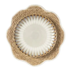 Placemat bloem wit - zeegras - ø38 cm