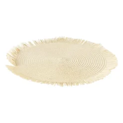 Placemat franjes - zand - ⌀38 cm