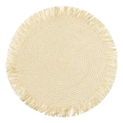 Placemat franjes - zand - ⌀38 cm