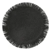 Placemat franjes - zwart - ⌀38 cm