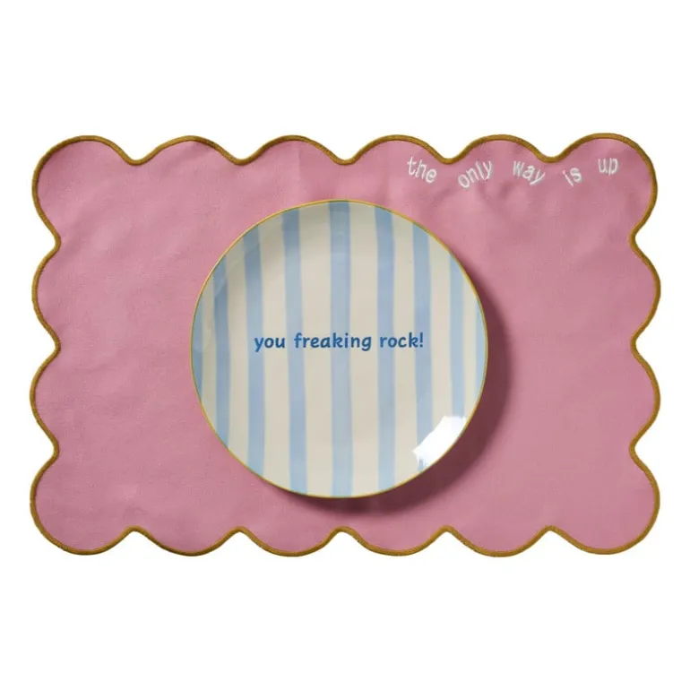 Placemat met quote - roze - 45x30 cm - Happy at Home by Sanny