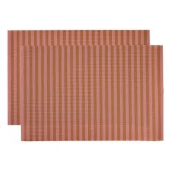 Placemats streep - roze/bruin - set van 2