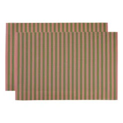 Placemats streep - roze/groen - set van 2