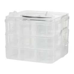 Plastic bewaardoos met vakken - 15x15x13 cm