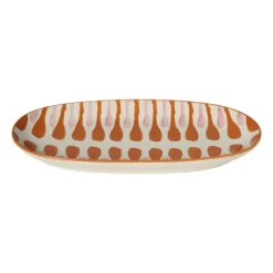 Plateau ovaal met print - oranje/paars - 3x31.5x15.5 cm