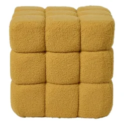 Poef chunk teddy - geel - 36x36x36 cm