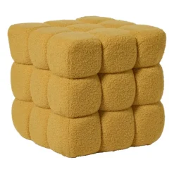 Poef chunk teddy - geel - 36x36x36 cm