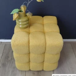 Poef chunk teddy - geel - 36x36x36 cm