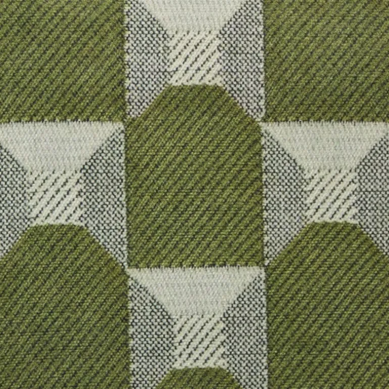 Poef grafisch - groen/beige - 37x37x36 cm