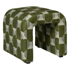 Poef grafisch - groen/beige - 37x37x36 cm