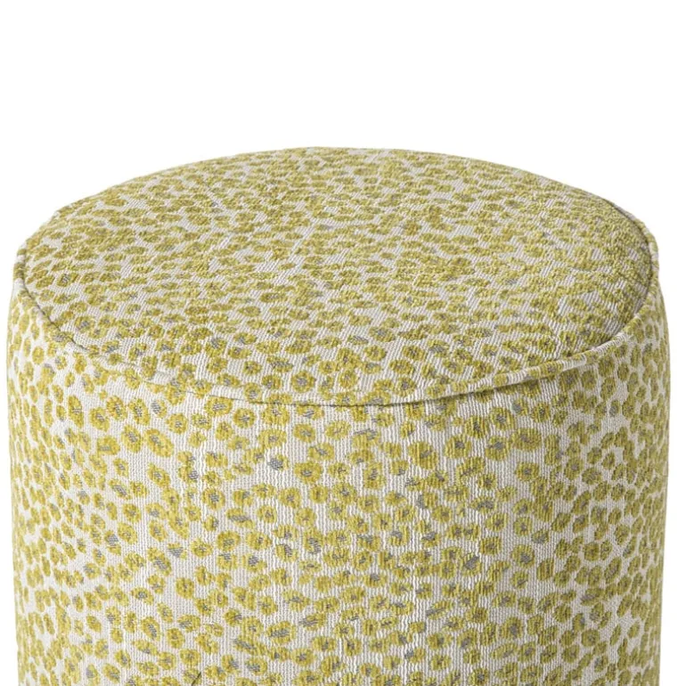 Poef jacquard - geel - ø35x39 cm