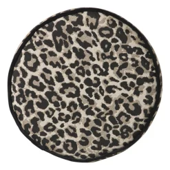 Poef luipaard - zwart/beige - ø35x40 cm