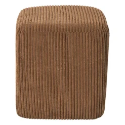 Poef rib vierkant- bruin - 38x35x35 cm