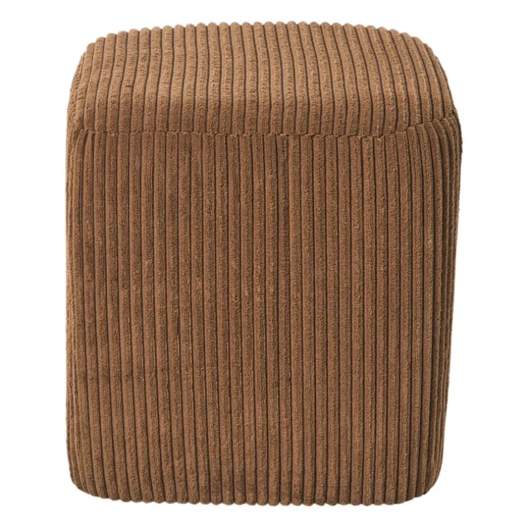 Poef rib vierkant- bruin - 38x35x35 cm