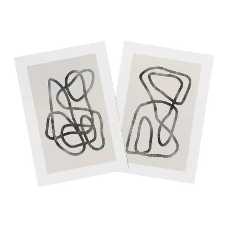 Poster abstract 2 - beige/zwart - 21x30 cm