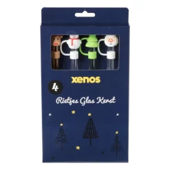 Rietjes kerst glas - set van 4 - ø1x20 cm