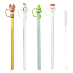 Rietjes kerst glas - set van 4 - ø1x20 cm