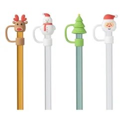 Rietjes kerst glas - set van 4 - ø1x20 cm