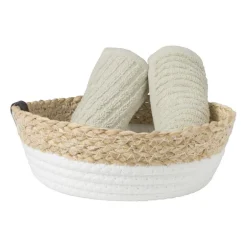 Rond mandje - ø22x7 cm - naturel/wit
