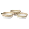 Rond mandje - ø26x9 cm - naturel/wit
