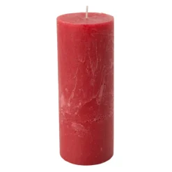 Rustieke kaars - rood - 7x18 cm