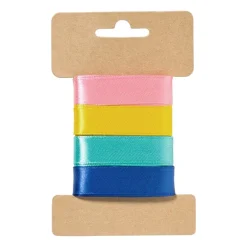 Satijnen lint 3 meter - pastel - set van 4