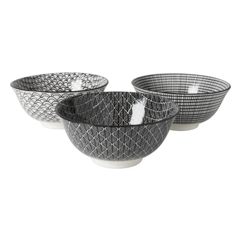 Schaaltje black print streep - ø16x6.5 cm