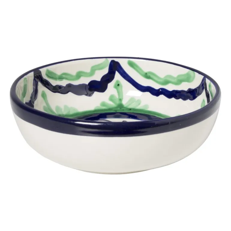 Schaaltje flor plat - groen/blauw - ø14 cm