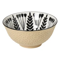 Schaaltje groot Bente - beige/zwart - ø15.5x7 cm