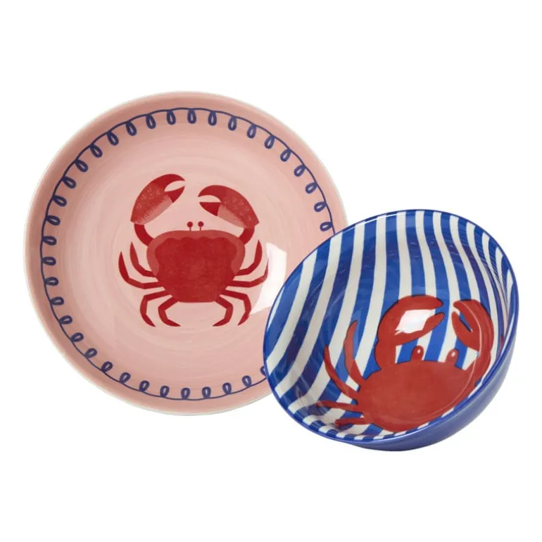 Schaaltje krab - blauw/rood - ø15.5x7.3 cm