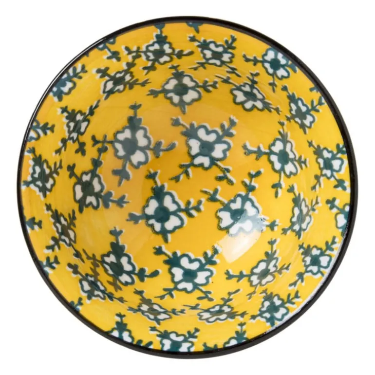 Schaaltje Leyla - geel/zwart - ø9.2x4.8 cm