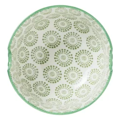 Schaaltje met eetstokjes - groen/wit - ø14.7x9 cm
