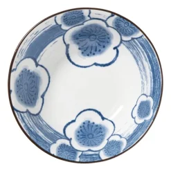 Schaaltje Mico bloemen groot - blauw/wit - ø10.8x3.7 cm