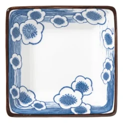 Schaaltje Mico bloemen klein - blauw/wit - 3x9.2x9.2 cm