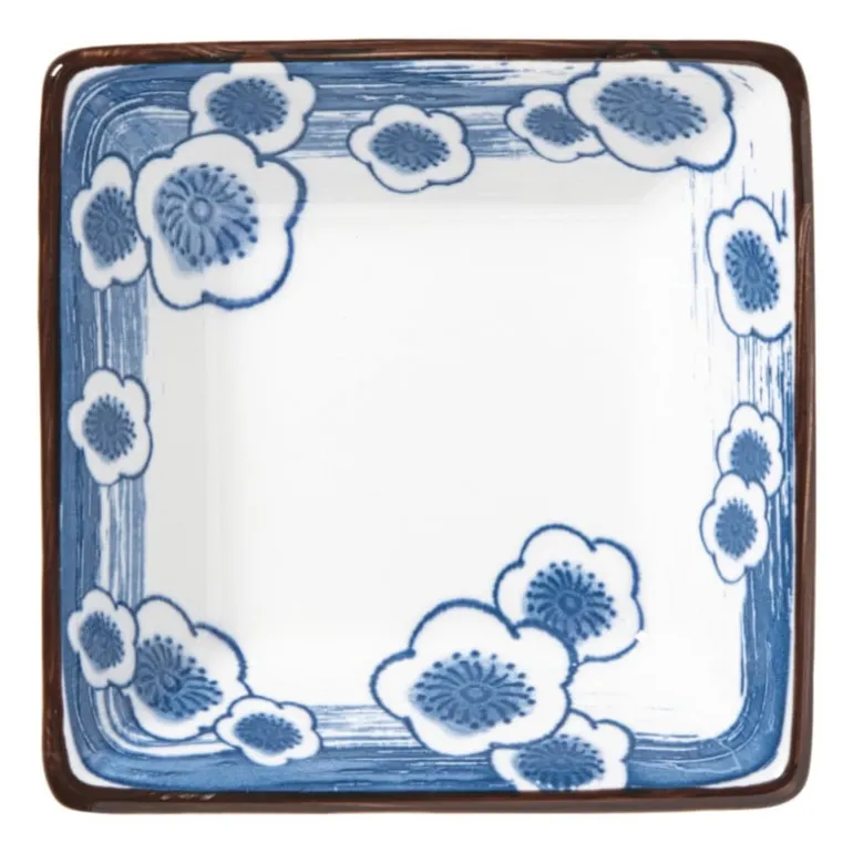 Schaaltje Mico bloemen klein - blauw/wit - 3x9.2x9.2 cm