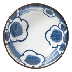 Schaaltje Mico bloemen klein - blauw/wit - ø8x3 cm