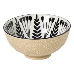 Schaaltje middel Bente - beige/zwart - ø12x5.8 cm