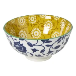 Schaaltje middel Bianca - geel/blauw - ø12x5.8 cm