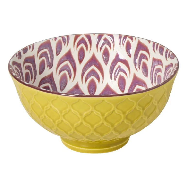 Schaaltje middel Bo - geel/paars - ø12x5.8 cm