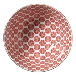 Schaaltje Mirna bloem groot - rood/wit - ø15.5x7 cm