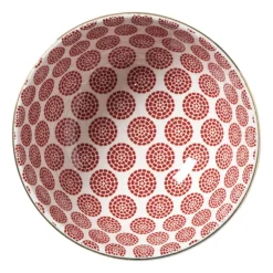 Schaaltje Mirna bloem klein - rood/wit - ø12x5.8 cm