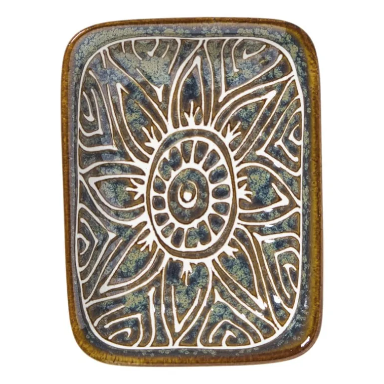 Schaaltje Nori rechthoekig - blauw/bruin - 2x10x7.5 cm