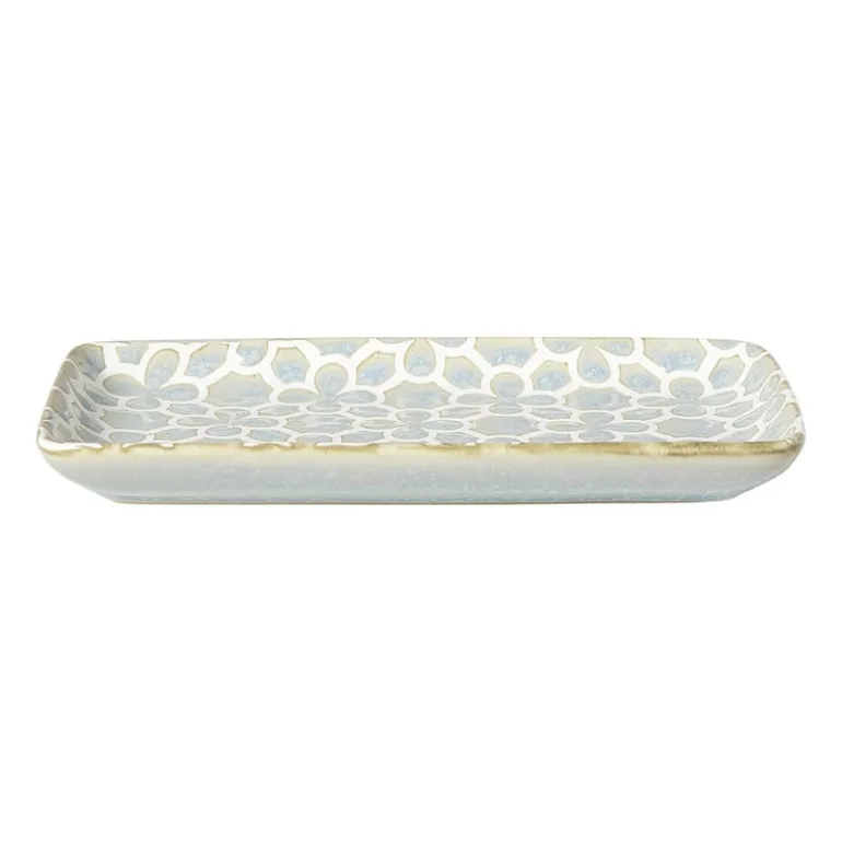 Schaaltje Nori rechthoekig - lichtblauw/wit - 2x20.5x11 cm