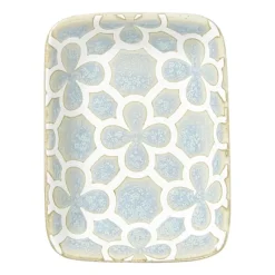 Schaaltje Nori rechthoekig - lichtblauw/wit - 2x10x7.5 cm