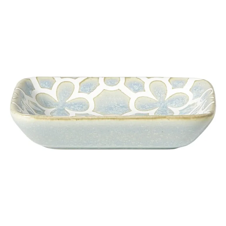 Schaaltje Nori rechthoekig - lichtblauw/wit - 2x10x7.5 cm