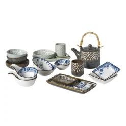 Schaaltje Nori rond - blauw/geel - ø12x3.5 cm