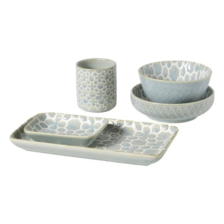 Schaaltje Nori rond - lichtblauw/wit - ø12x3.5 cm
