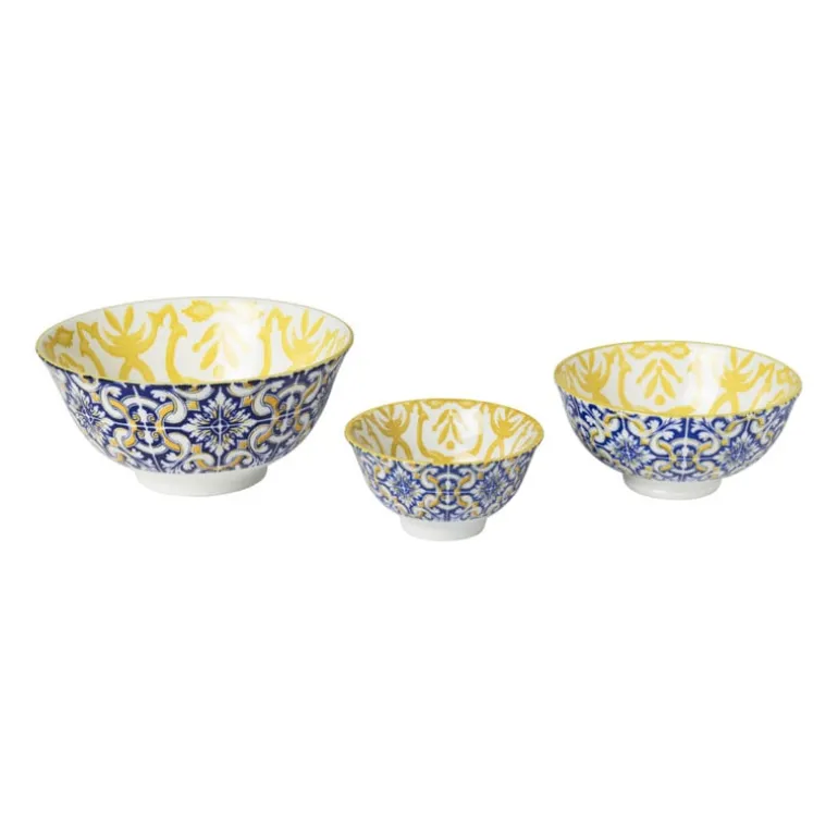 Schaaltje Nour - blauw/geel - ø15.8x7.3 cm