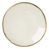 Schoteltje met gouden rand - beige - ø9 cm