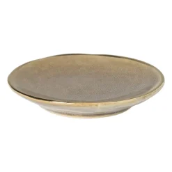 Schoteltje met gouden rand - grijs - ø9 cm